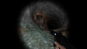 Grizzly bear in a tunnel